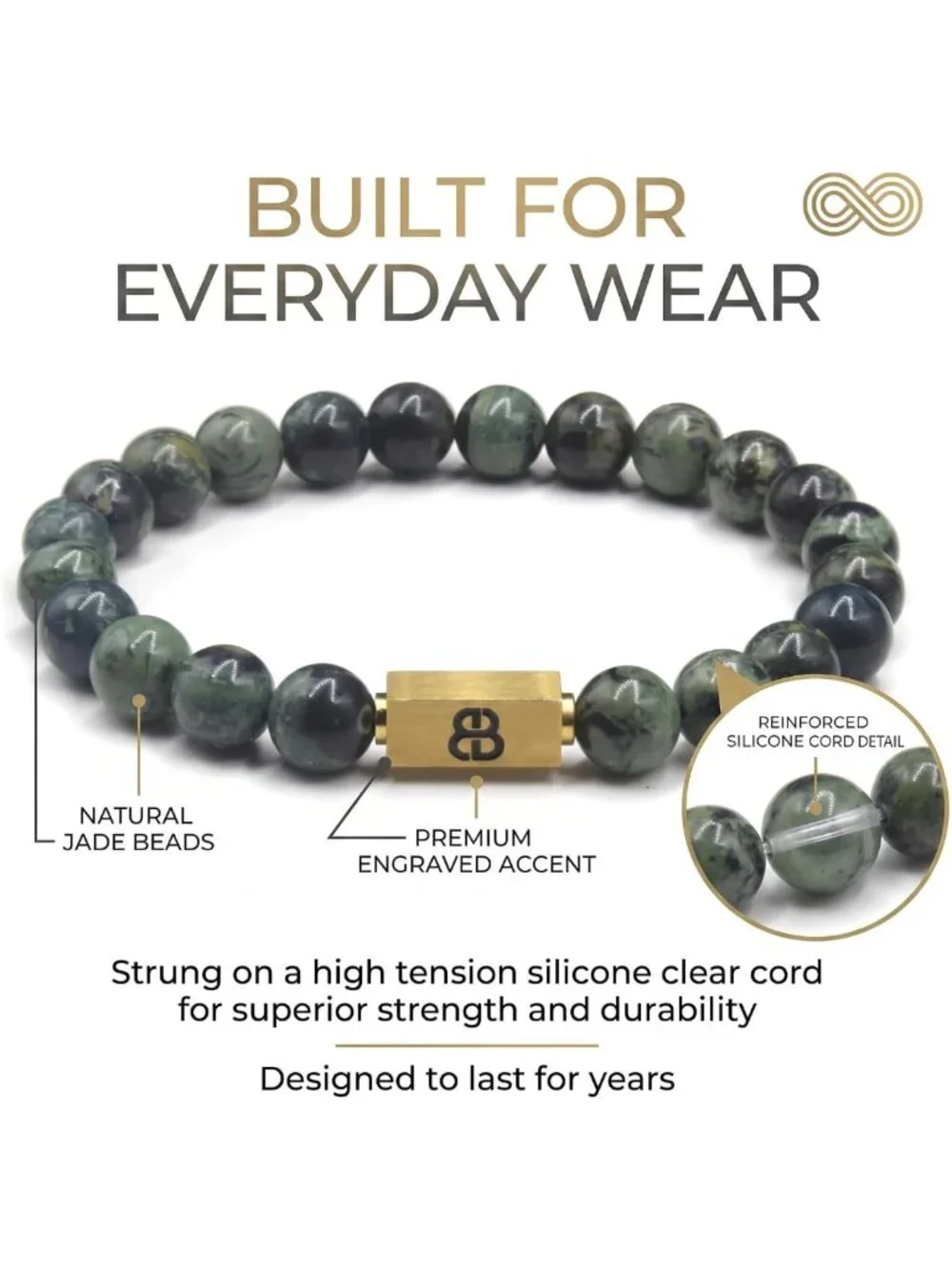 Stylish Dark Green Jade Bead Bracelet for Men - Unique Men's Jewelry Accessory